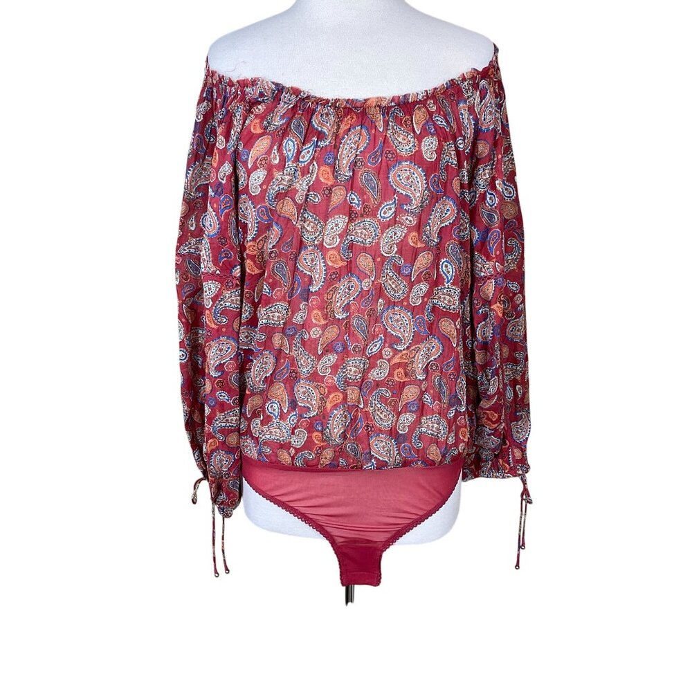 Free People Intimately Free Long Sleeve Sundown Paisley Bodysuit Med NWT